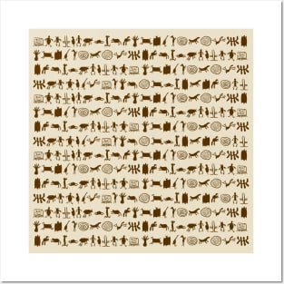 Ancient petroglyphs and cave paintings pattern art Posters and Art